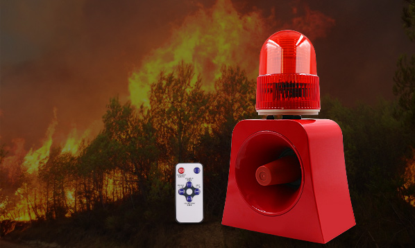 Application of audible and visual alarm device in forest fire prevention